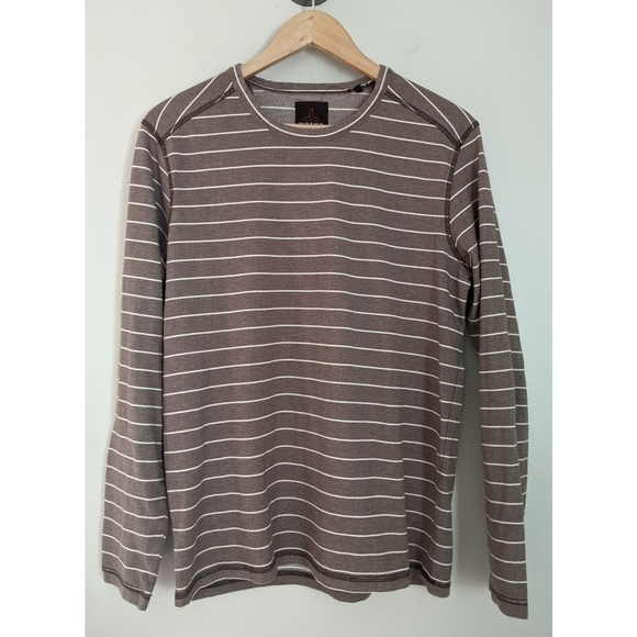 PrAna Long Sleeve Striped Brown Top Size Small - Picture 1 of 5